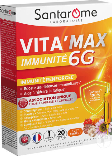 Santarome Vita'max 6g Immunité Vitalité & Immunité 20 Ampoules