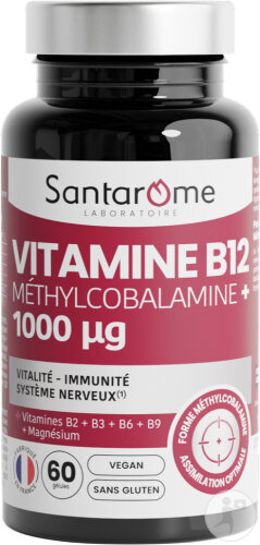 Santarôme Vitamine B12 Méthylcobalamine 1000µg Vitalité 60 Gélules