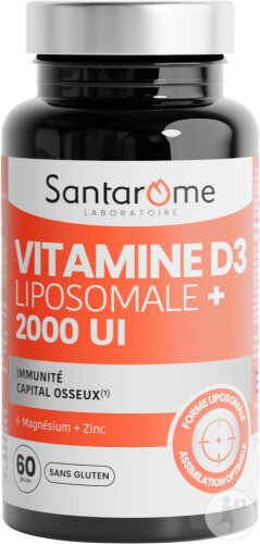 Santarôme Vitamine D3 Liposomale 2000UI Immunité & Osseux 60 Gélules