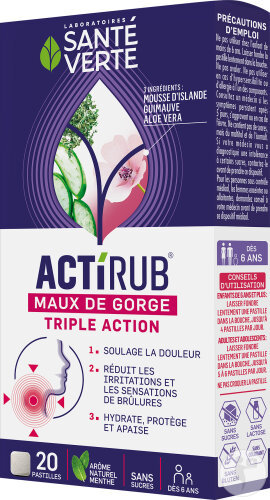 Santé Verte Actirub Maux Gorge 20 Pastilles