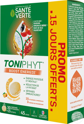 Santé Verte Toniphyt Boost Énergie Goût Orange 30+15 Comprimés
