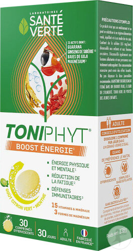 Santé Verte Toniphyt Boost Goût Citron-Menthe 30 Comprimés + 15 Gratuits 