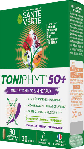 Santé Verte Toniphyt Multi Vitamines Et Minérales 50+ 30 Comprimés Sécables