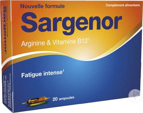 Sargenor Arginine & Vitamine B12 Arôme Abricot 20 Ampoules Buvables