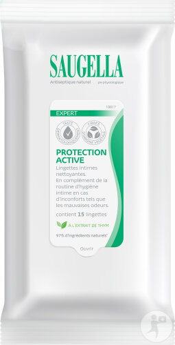 Saugella Antiseptique Naturel Lingettes Intimes Nettoyantes 15 Pièces