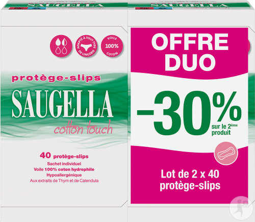 Saugella Cotton Touch Protège-Slips Hypoallergénique Et Doux Duo 2x40 Pièces
