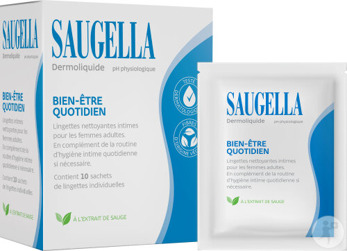 Saugella Dermoliquide Lingette Intime Nettoyante 10 Pièces