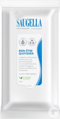 Saugella Dermoliquide Lingette Intime Nettoyante 15 Pièces