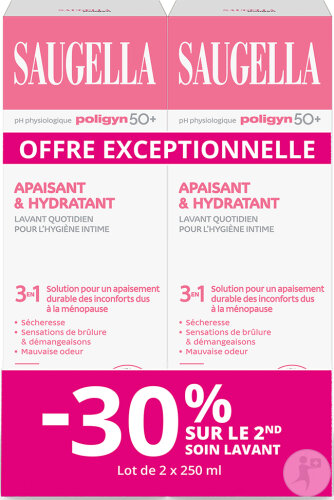 Saugella Poligyn 50+ Soin Intime Lavant Apaisant Et Hydratant 2x250ml