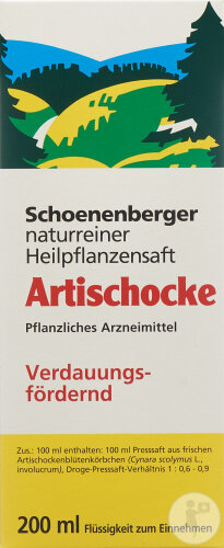 Schoenenberger Artichaut Suc Plantes Médicinale Bio 200ml