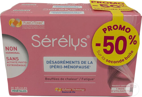Sérélys Meno Désagréments De La (Péri)-Ménopause 2x30 Gélules 2ème À -50%