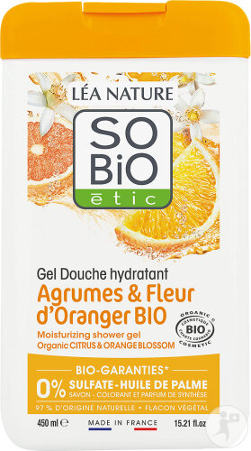 So'Bio Étic Gel Douche Hydratant Agrumes Et Fleurs D'Oranger Bio Flacon 450ml