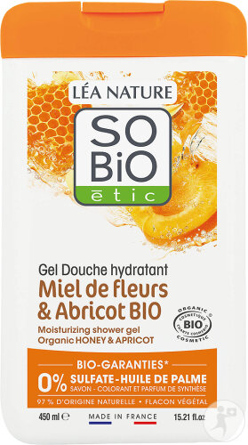 So'Bio Étic Gel Douche Hydratant Miel De Fleurs Et Abricot Bio Flacon 450ml