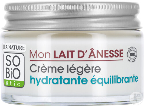 So'Bio Étic Mon Lait D'Ânesse Crème Légère Hydratante Équilibrante Peaux Normales/Mixtes Pot 50ml