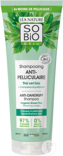 So'Bio Étic Shampoing Anti-Pelliculaire Thé Vert Bio Et Complexe Équilibrant Tube 250ml