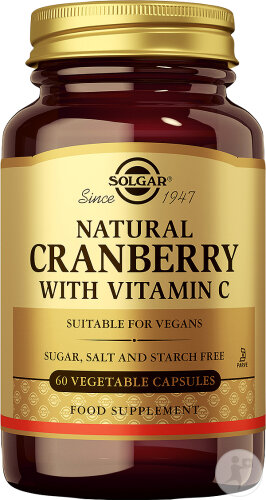 Solgar Natural Cranberry Canneberge Avec Vitamine C 60 Gélules Végétales