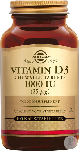 Solgar Vitamine D3 1000UI 100 Comprimés À Mâcher