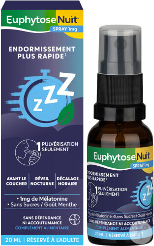 Spray Sommeil EuphytoseNuit 1mg Mélatonine Goût Menthe 130 Pulvérisations