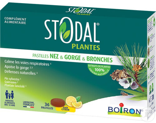 Stodal Plantes Pastilles Nez-Gorge-Bronches Goût Citron 36 Pièces