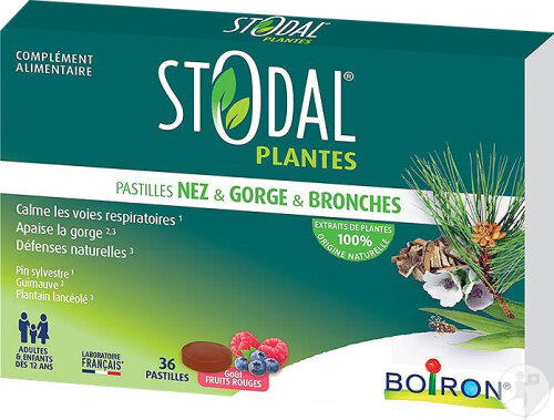 Stodal Plantes Pastilles Nez-Gorge-Bronches Goût Fruits Rouges 36 Pièces