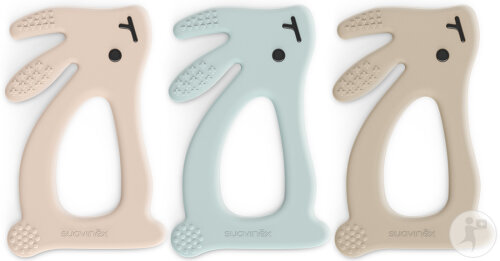 Suavinex Anneaux Dentition Lapin Assortis Beige/Bleu/Rose 1 Pièce