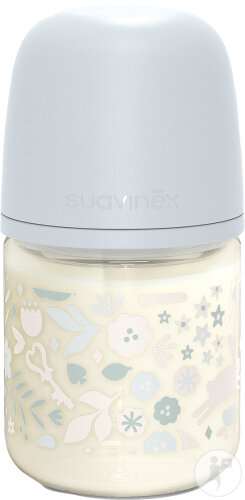 Suavinex Biberon Verre 120ml Tétine SX Pro S Wonderland Bleu 1 Pièce