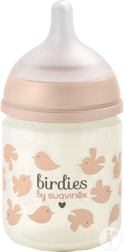 Suavinex Birdies Biberon Verre Tetine SX Pro XS Rose 120ml