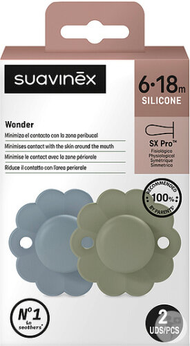 Suavinex Sucettes Réversibles Wonder 6/18 Aqua/Green 2 Pièces