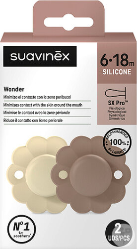 Suavinex Sucettes Réversibles Wonder 6/18 Wgray/Umber 2 Pièces