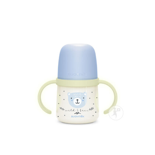 Suavinex Wild&Free Biberon A Anses +6 Mois Night And Day Bleu 150ml-4