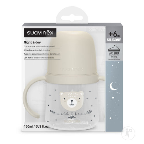 Suavinex Wild&Free Biberon A Anses +6 Mois Night And Day Gris 150ml-5