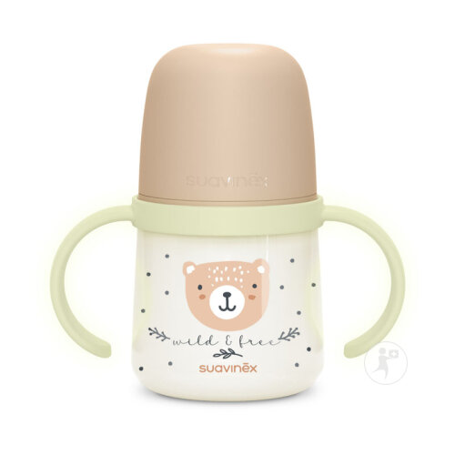 Suavinex Wild&Free Biberon A Anses +6 Mois Night And Day Marron 150ml-4