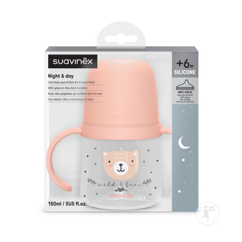Suavinex Wild&Free Biberon A Anses +6 Mois Night And Day Rose 150ml-5