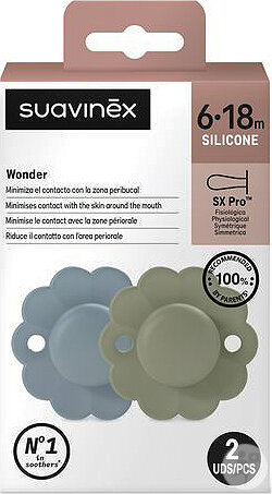 Suavinex Wonder Sucette Silicone Symétrique SX Pro 6/18 Mois Lake/Green 2 Pièces