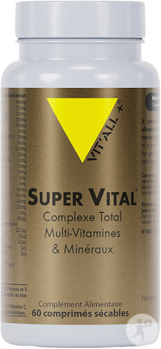 Vit'all+ Super Vital Complexe Total Multi-Vitamines et Minéraux 60 Comprimés