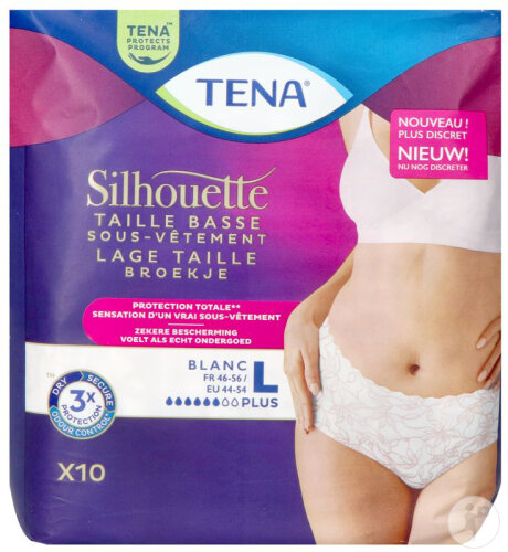 Tena Silhouette Plus Blanc Taille Basse L 10 Pièces