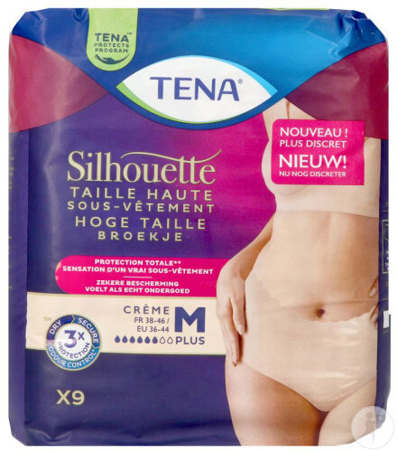 Tena Silhouette Plus Crème Taille Haute M 9 Pièces