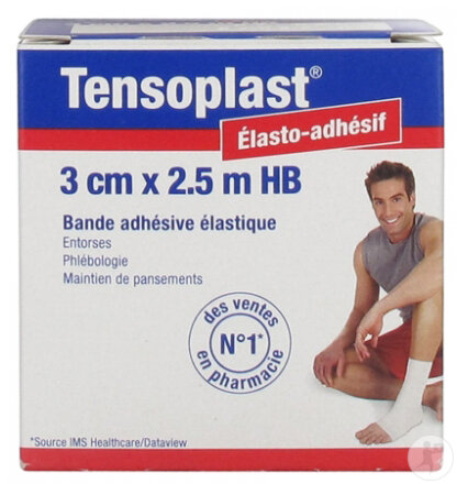 Tensoplast Bande Adhésive Elastique 2,5mx3cm 1 Pièce