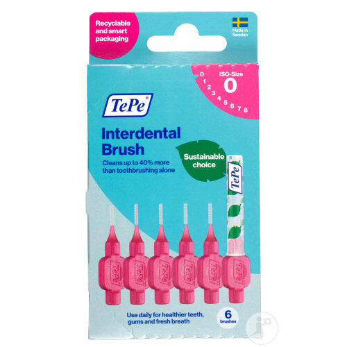 Tepe Interdental Brush Original Brossettes Interdentaires 0,40mm Taille 0 Pink 6 Pièces