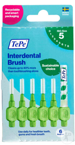 TePe Interdental Original Brossettes Interdentaires Vert 0,8mm Pièces 6