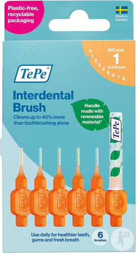 Tepe Original ISO 1 Brossettes Interdentaires 0,45mm Oranges 6 Pièces