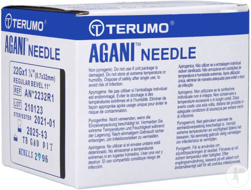 Terumo Aiguille Agani 22g 1 1/4 Rb Noir 100 Pièces