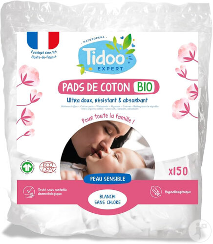 Tidoo Family Pads Rectangles De Coton Bio 150 Pièces