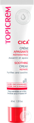 Topicrem CICA Crème Apaisante Réparatrice Peaux Sensibles Et Irritées Tube 40ml