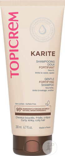 Topicrem Karité Shampoing Doux Fortifiant Cheveux Bouclés-Frisés-Crépus Tube 200ml