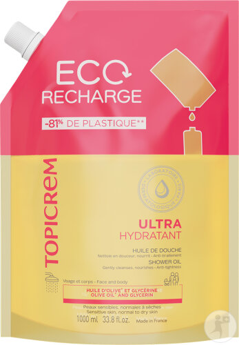 Topicrem Ultra Hydratant Huile De Douche Eco-Recharge 1l