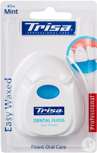 Trisa Easy Waxed Fil Dentaire Cire 40m Mint 1 Rouleau