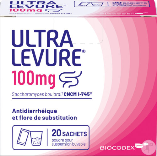 Ultra Levure 100mg Saccharomyces Boulardii Poudre Pour Suspension Buvable 20 Sachets