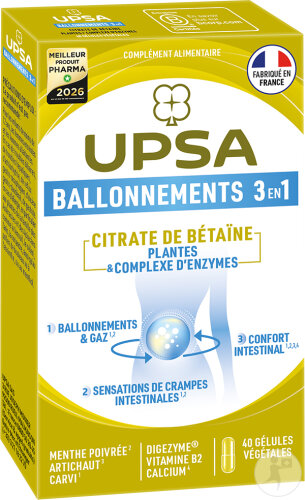 UPSA Ballonnement 3en1 Made In France 40 Gélules Végétales