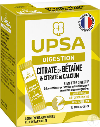 UPSA Citrate De Bétaïne Et Citrate De Calcium Bien-Être Digestif Adulte 10 Sticks